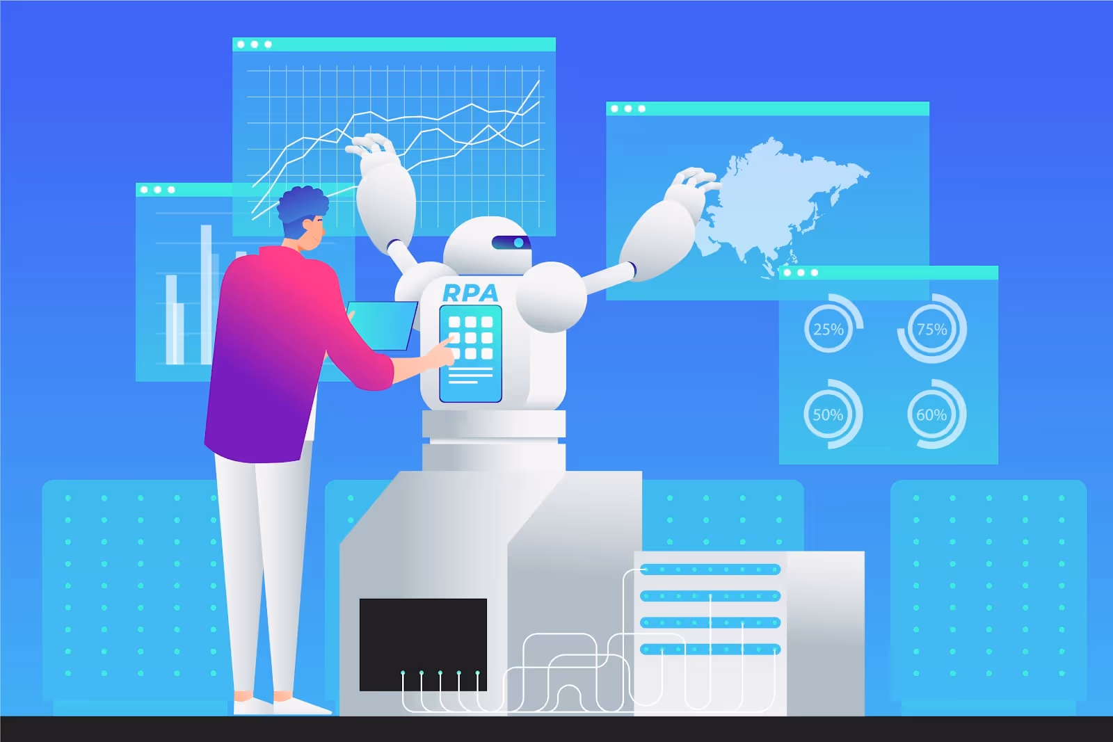 Illustration of Robotic Process Automation (RPA)