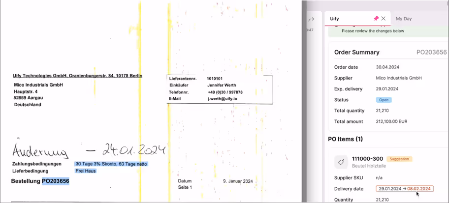 An image of an order confirmation PDF file.