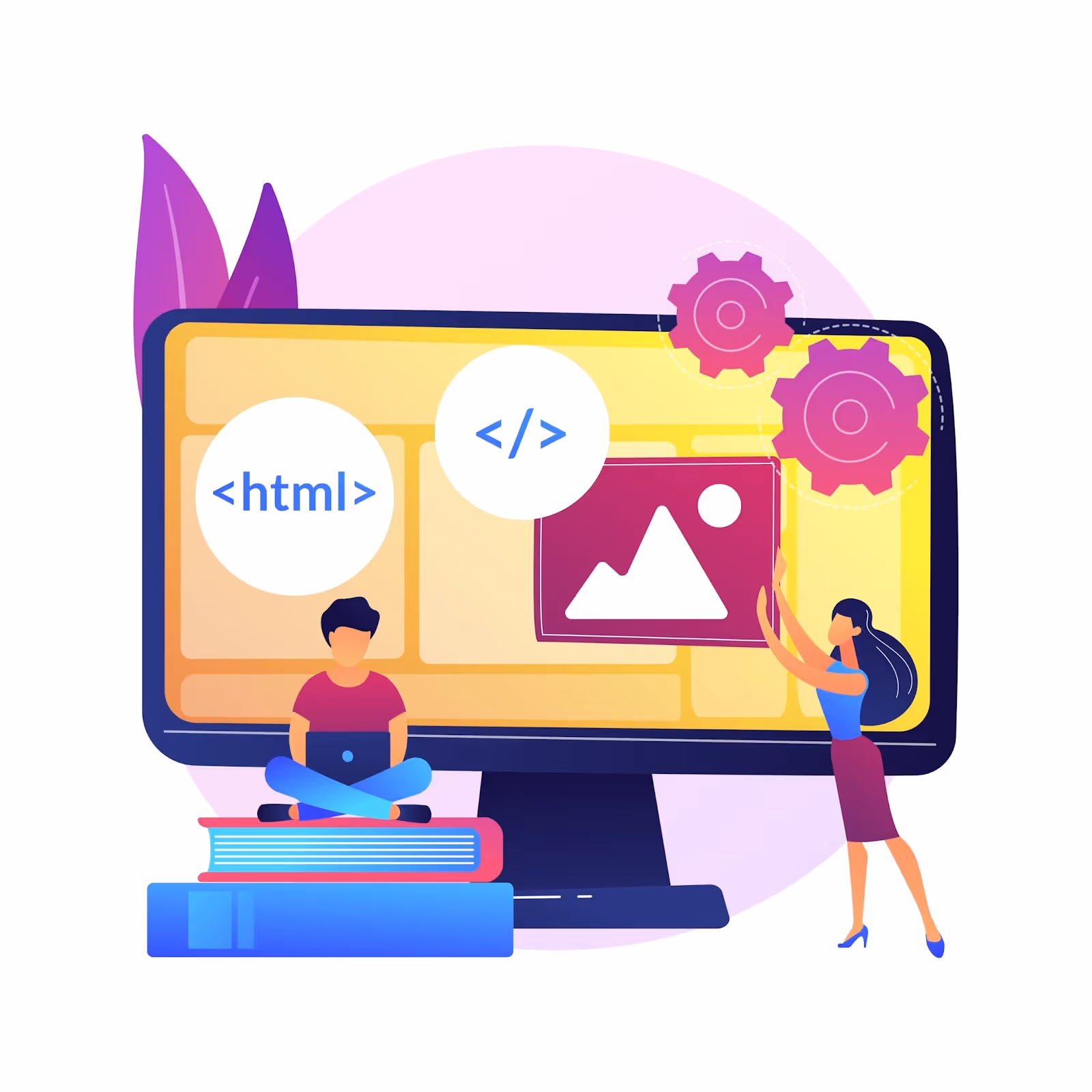 An illustration representing no-code/low-code development.